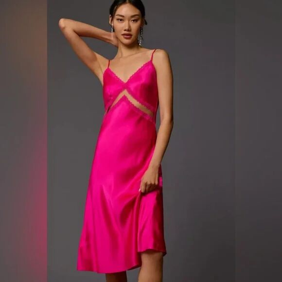 Cami NYC Dresses & Skirts - Cami NYC Delfina Pink Midi Dress Sz Medium Silk Slip Lingerie Inspired Going Out